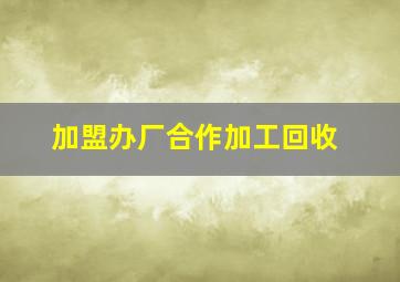 加盟办厂合作加工回收