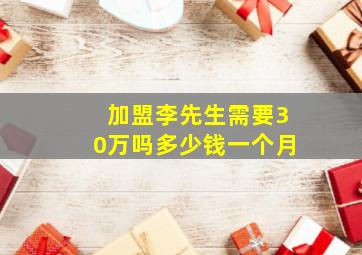 加盟李先生需要30万吗多少钱一个月