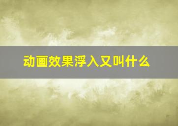 动画效果浮入又叫什么