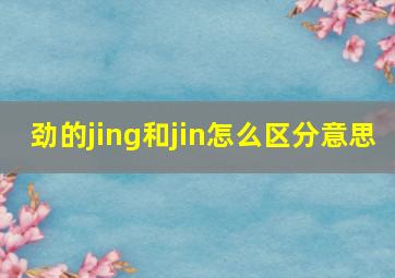 劲的jing和jin怎么区分意思