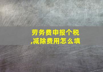 劳务费申报个税,减除费用怎么填