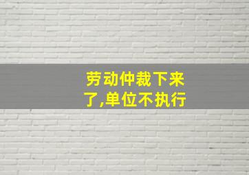 劳动仲裁下来了,单位不执行