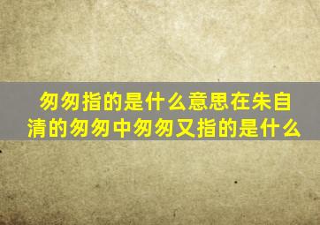 匆匆指的是什么意思在朱自清的匆匆中匆匆又指的是什么