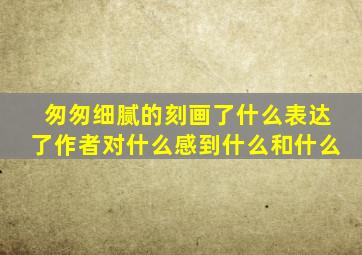 匆匆细腻的刻画了什么表达了作者对什么感到什么和什么