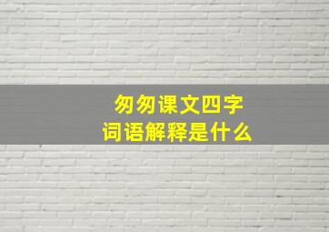 匆匆课文四字词语解释是什么