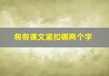 匆匆课文紧扣哪两个字