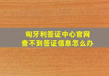 匈牙利签证中心官网查不到签证信息怎么办