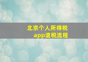 北京个人所得税app退税流程