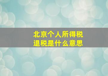 北京个人所得税退税是什么意思