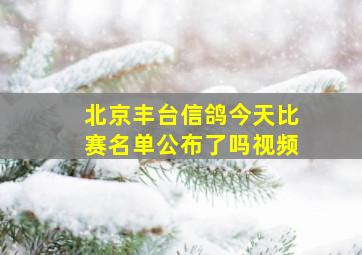 北京丰台信鸽今天比赛名单公布了吗视频