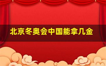 北京冬奥会中国能拿几金