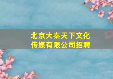 北京大秦天下文化传媒有限公司招聘