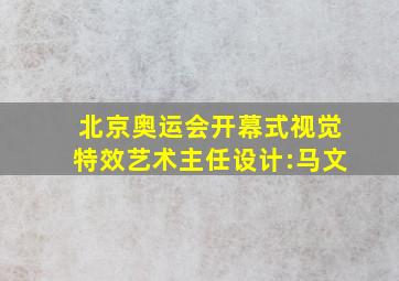 北京奥运会开幕式视觉特效艺术主任设计:马文