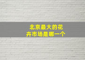 北京最大的花卉市场是哪一个