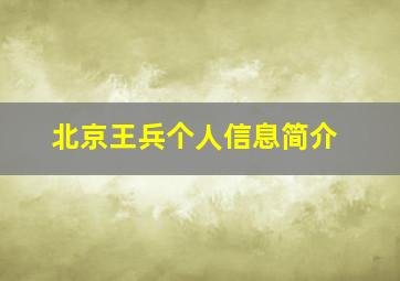 北京王兵个人信息简介