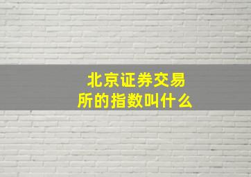 北京证券交易所的指数叫什么