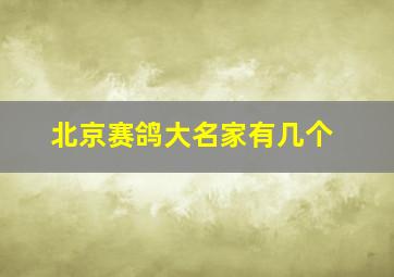 北京赛鸽大名家有几个