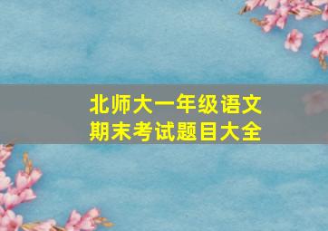 北师大一年级语文期末考试题目大全