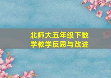 北师大五年级下数学教学反思与改进