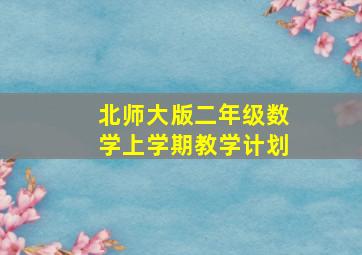 北师大版二年级数学上学期教学计划