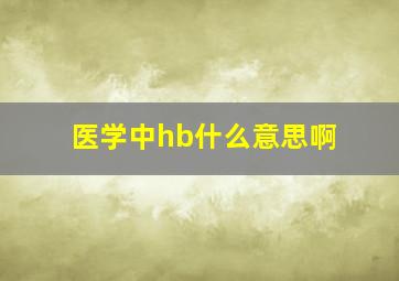 医学中hb什么意思啊