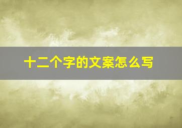 十二个字的文案怎么写