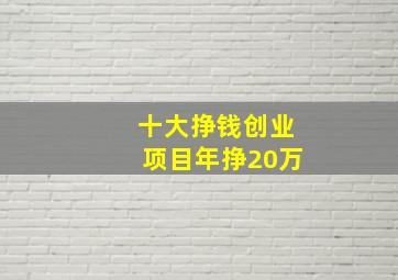 十大挣钱创业项目年挣20万