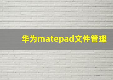 华为matepad文件管理