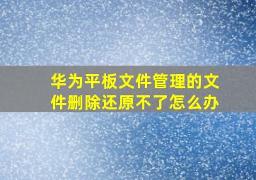 华为平板文件管理的文件删除还原不了怎么办