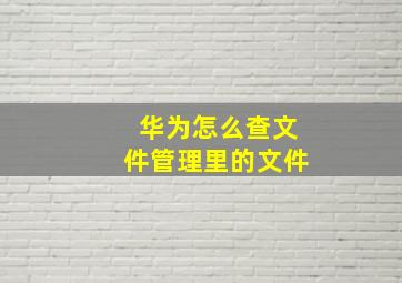 华为怎么查文件管理里的文件