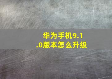 华为手机9.1.0版本怎么升级