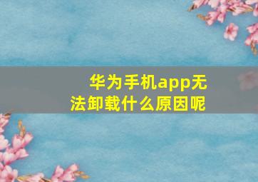 华为手机app无法卸载什么原因呢