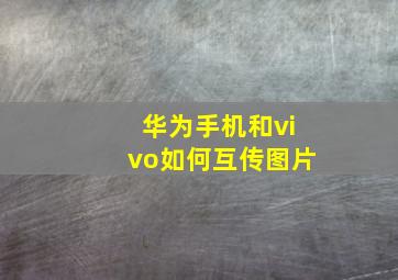 华为手机和vivo如何互传图片