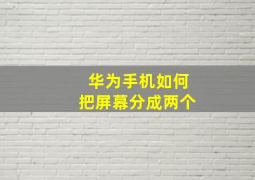 华为手机如何把屏幕分成两个