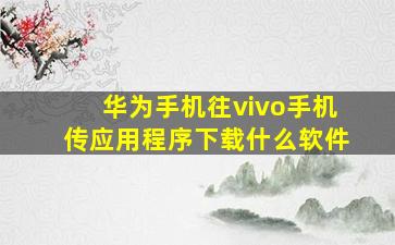 华为手机往vivo手机传应用程序下载什么软件