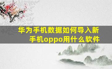 华为手机数据如何导入新手机oppo用什么软件