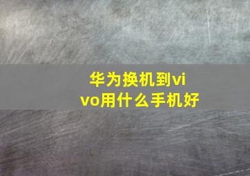 华为换机到vivo用什么手机好