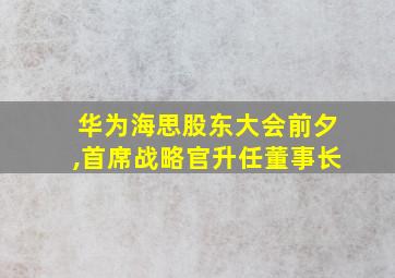 华为海思股东大会前夕,首席战略官升任董事长