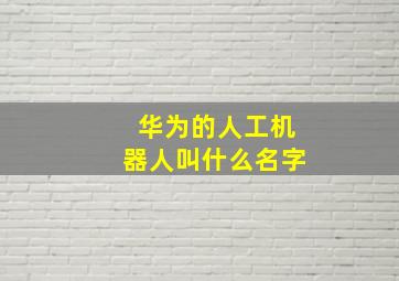 华为的人工机器人叫什么名字