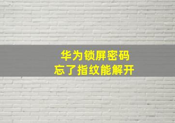 华为锁屏密码忘了指纹能解开