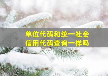 单位代码和统一社会信用代码查询一样吗