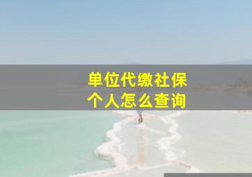 单位代缴社保个人怎么查询