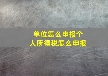 单位怎么申报个人所得税怎么申报