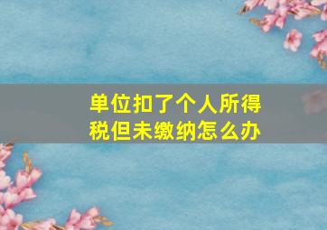 单位扣了个人所得税但未缴纳怎么办