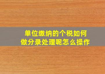 单位缴纳的个税如何做分录处理呢怎么操作