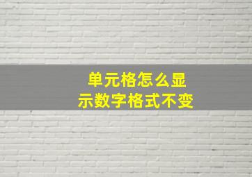 单元格怎么显示数字格式不变