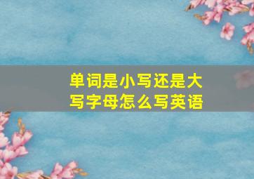 单词是小写还是大写字母怎么写英语