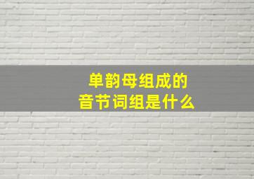 单韵母组成的音节词组是什么