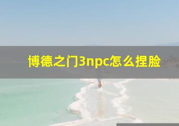 博德之门3npc怎么捏脸