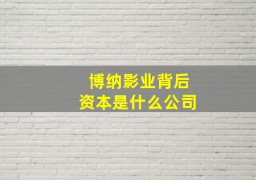 博纳影业背后资本是什么公司